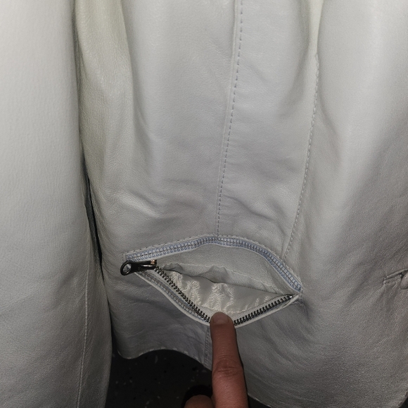 Women's XL Genuine White Leather Jacket - Picture 3 of 9